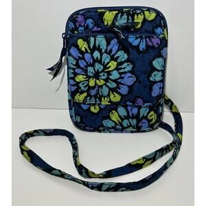 Vera Bradley INDIGO POP Little Hipster Crossbody Handbag Quilted Blue Floral
